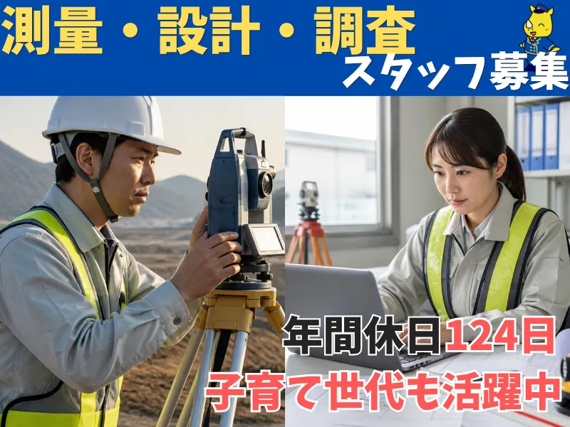 測量設計や地質調査などの作業スタッフ